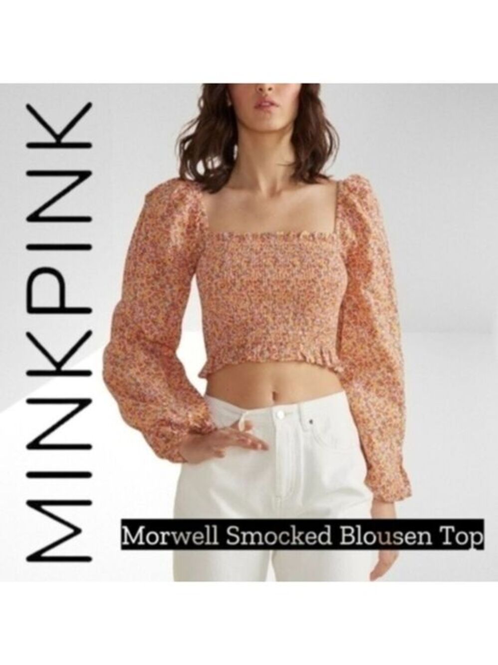 MINKPINK Morwell Smocked Blouson Top in Multi Floral